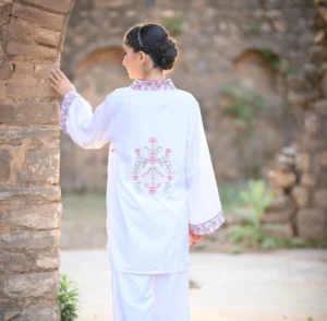 Back side of Embroidered white suit
