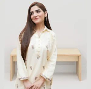 Embroidered Slub Khaddar Co-ord Set by alifia couture